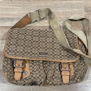 Used Coach Tan and Brown Crossbody Bag